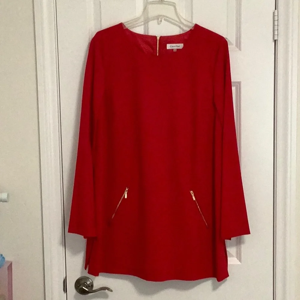 Calvin Klein Red Tunic Top - Picture 1 of 8